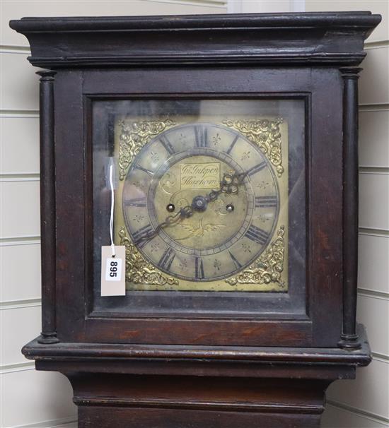 An 18th century 8 day longcase clock, movement by Inkpen Horsham in a later oak case H.206cm